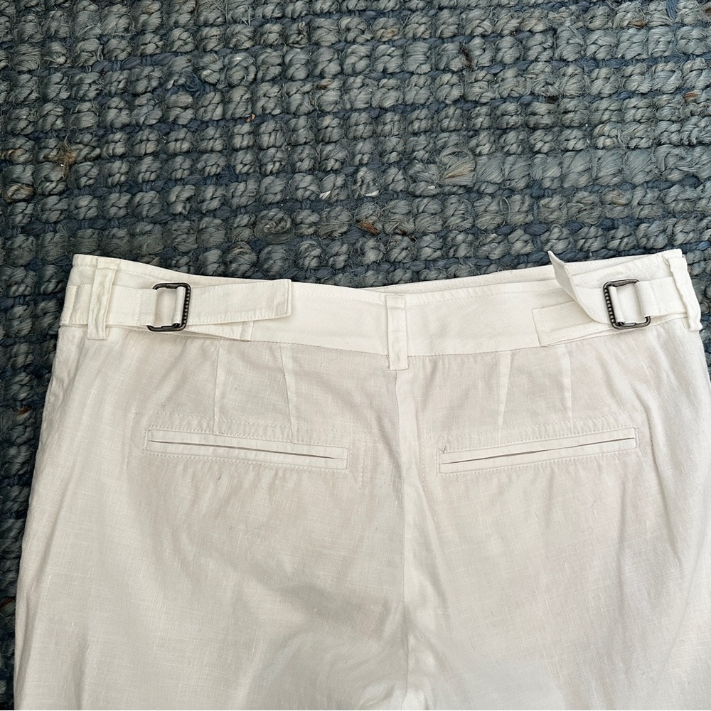 Vince Women’s White Linen Cotton Straight Leg Trousers - Picture 4 of 14